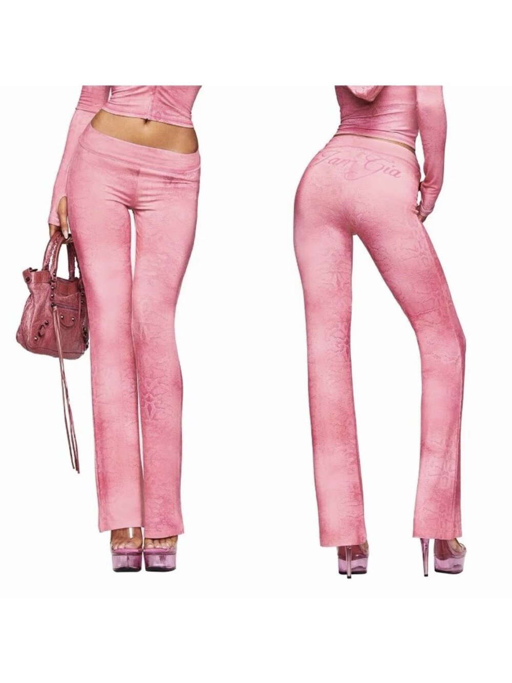 new! I.AM.GIA Blare Trackpant in Light Pink Serpentine Stretchy Womenโs Size XL